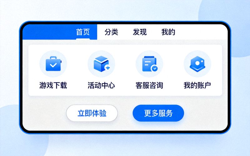 爱游戏官方服务专区主界面截图，展示清晰的服务分类和导航