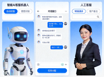 智能AI客服机器人与人工客服协同工作界面示意图