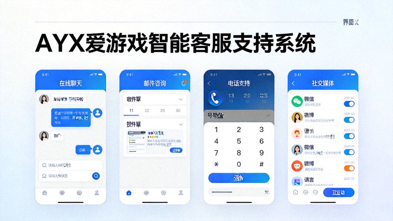 AYX爱游戏智能客服支持系统界面示意图 - 展示多渠道沟通界面
